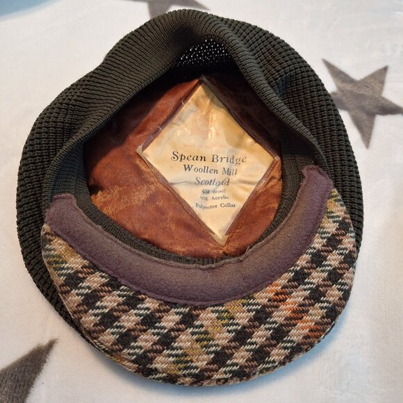 Vintage Autofit Brown Plaid Wool Blend Newsboy Cap Cabbie Hat Made In Scotland - Picture 5 of 7